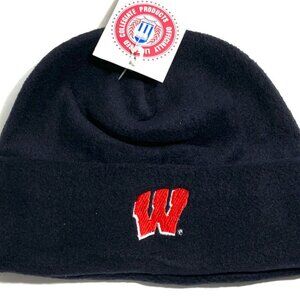 Wisconsin Badgers Vintage Late '90s NCAA Cuffed Black NOS Fleece Hat